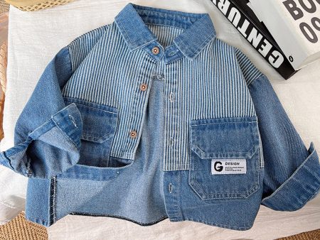 Wholesale Children s Cardigans, Cotton Lapels, Striped Shirts, Denim Jackets Fashion