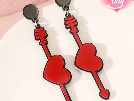 Wholesale Valentine s Day Series Heart Long Acrylic Earrings For Discount