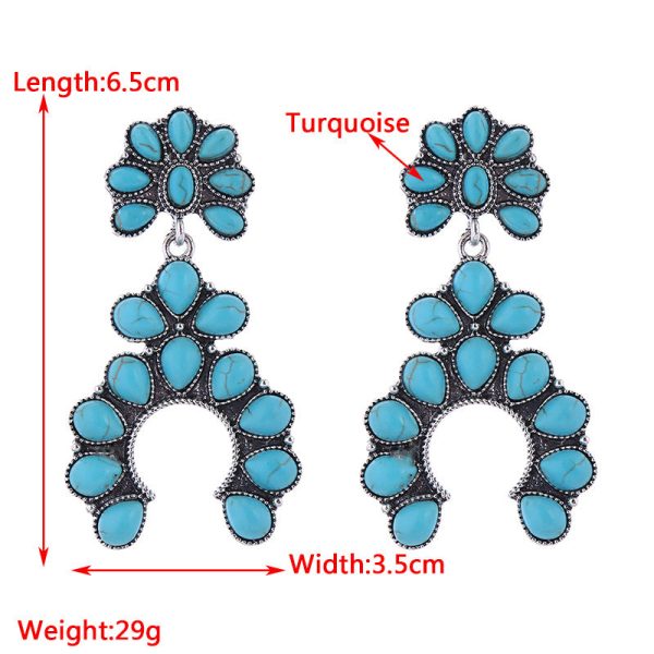 Wholesale Vintage Scalloped Turquoise Hollow Earrings Online Sale