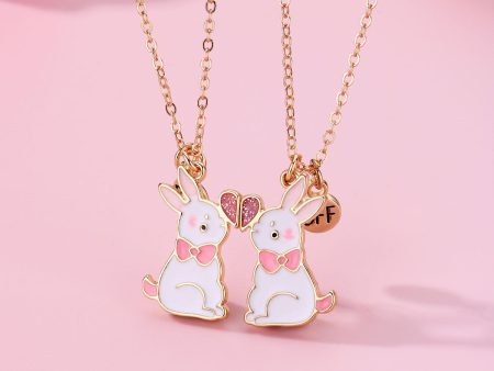 Wholesale Easter BFF Good Friend Alloy Dripping Oil Cute Rabbit Magnetic Pendant Necklace Online now