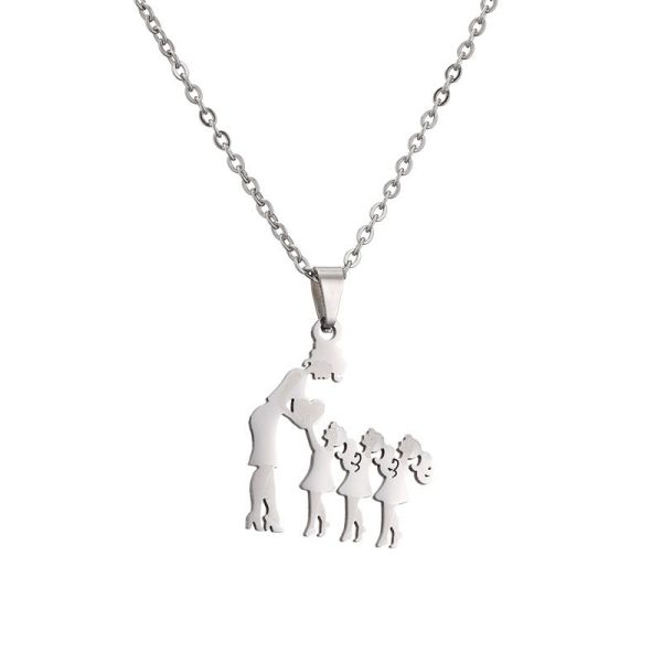 Wholesale Family of Four Silhouette Pattern Stainless Steel Titanium Steel Necklace For Discount