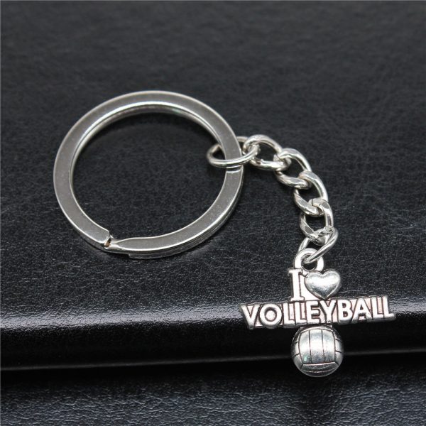 Wholesale 10PCS I Love Volleyball Pendant Metal Keychain Supply