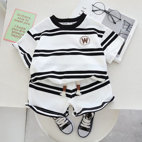 Wholesale Boys Summer Casual Short Sleeved Shorts Cotton Set Online Hot Sale