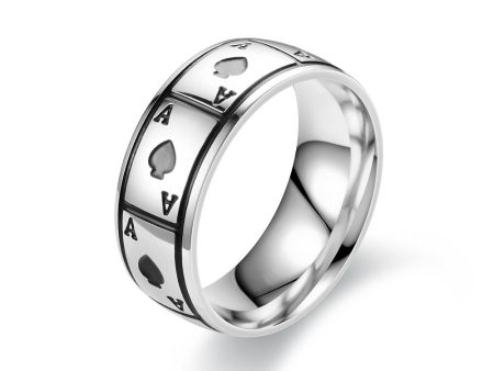 Wholesale Ace of Spades Titanium Steel Ring Ring Discount