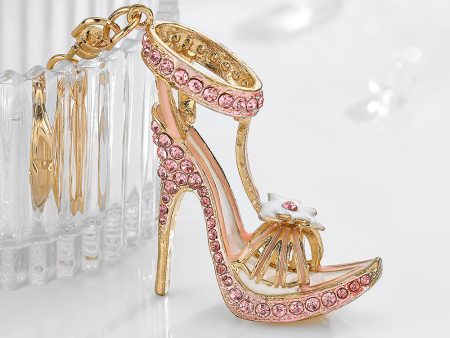 Wholesale Creative Rhinestone High Heels Hollowed Out Metal Keychain Sale