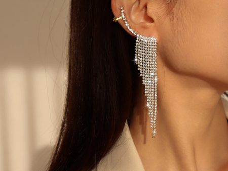 Wholesale Alloy Rhinestone Tassel Earrings Supply