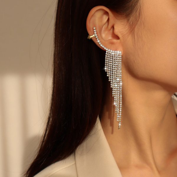 Wholesale Alloy Rhinestone Tassel Earrings Supply