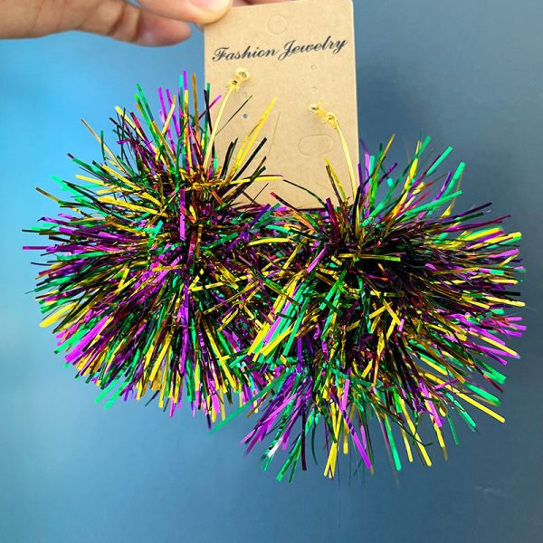 Wholesale 2 Pairs pack Carnival Shiny Big Ball Fireworks  Mardi Gras Earrings For Cheap