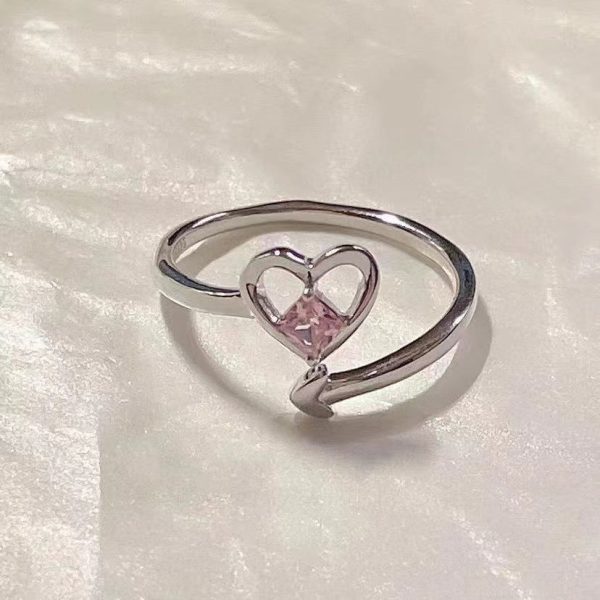 Wholesale Valentine s Day Alloy Love Pink Diamond Rings Discount