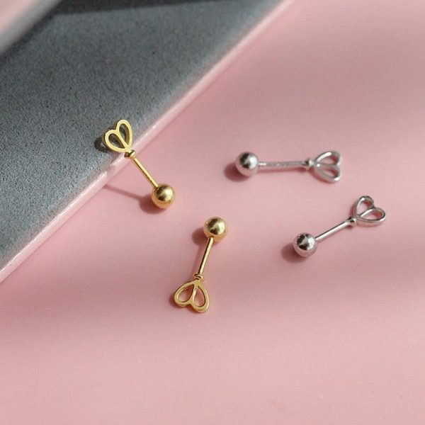 Wholesale 925 Silver Heart-shaped Screws Earrings Online Hot Sale