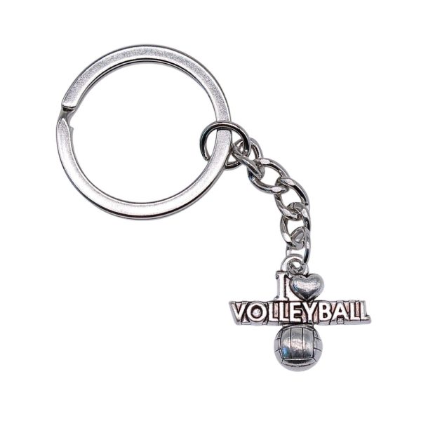 Wholesale 10PCS I Love Volleyball Pendant Metal Keychain Supply