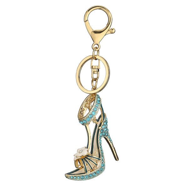 Wholesale Creative Rhinestone High Heels Hollowed Out Metal Keychain Sale