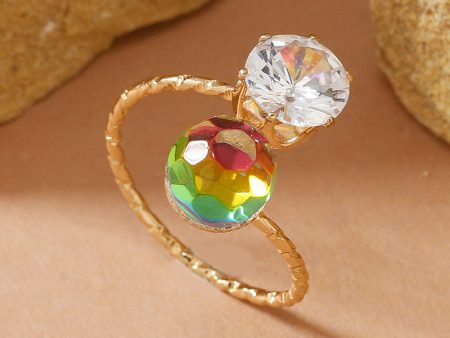 Wholesale Colorful Zircon Crystal Open Ring on Sale