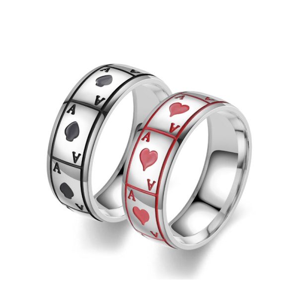 Wholesale Ace of Spades Titanium Steel Ring Ring Discount