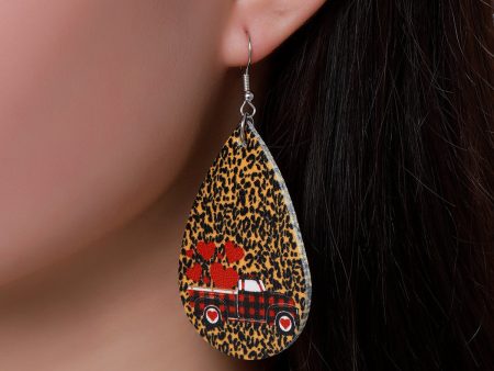 Wholesale Valentine s Day Vintage Leopard Leather Drop Earrings Hot on Sale