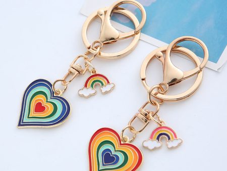 Wholesale Alloy Rainbow Colorful Love Keychains Online Sale