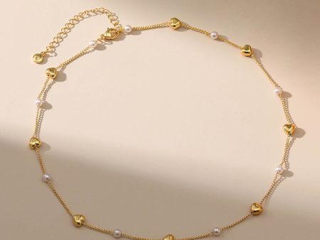 Wholesale Brass Plated 18K Gold Pearl Necklace Online now