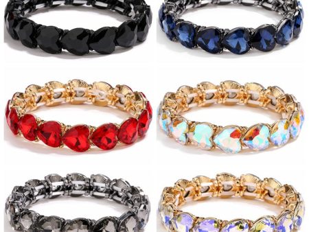 Wholesale Alloy Glass Stone Elastic Thread Love Bracelet Cheap