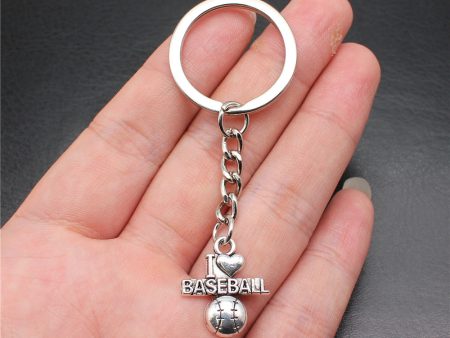 Wholesale 10PCS I Love Baseball Pendant Metal Keychain For Sale