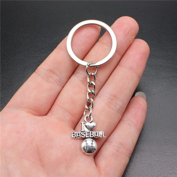 Wholesale 10PCS I Love Baseball Pendant Metal Keychain For Sale