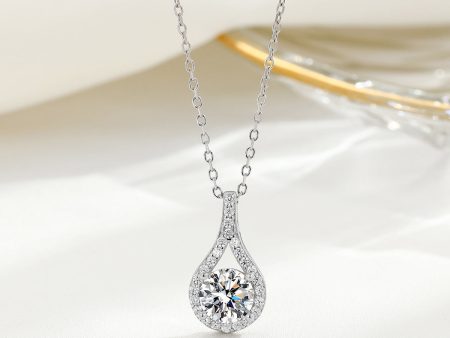 Wholesale Diamond Inlaid Droplet Sterling Silver Necklace Fashion