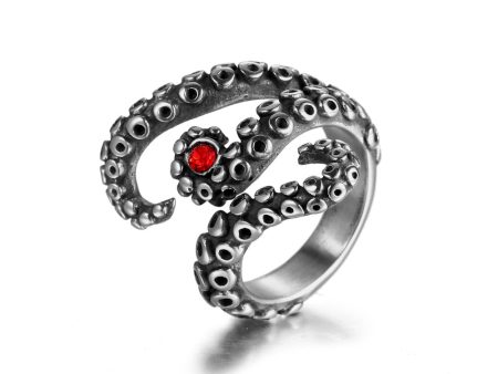 Wholesale Vintage Octopus Ruby Titanium Steel Rings Supply