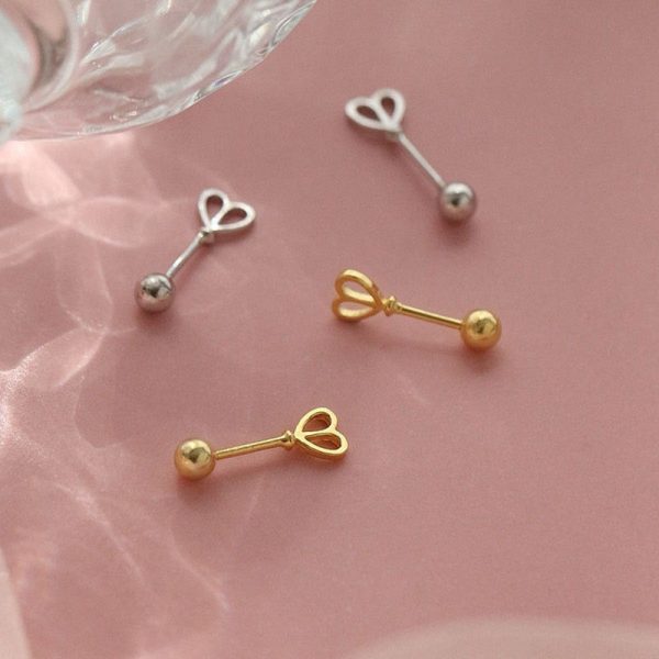 Wholesale 925 Silver Heart-shaped Screws Earrings Online Hot Sale