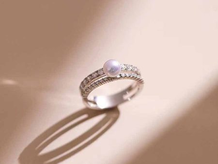 Wholesale Double-layer Diamond Studded Pearl Copper Rings For Sale