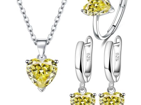 Wholesale Valentine s Day Love Zircon Necklace Earrings Ring Set For Discount