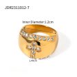 Wholesale 18k Gold Stainless Steel Diamond Inlaid Cross Ring Hot on Sale