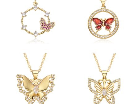 Wholesale Butterfly Electroplated Micropaved Zirconia Necklace For Cheap