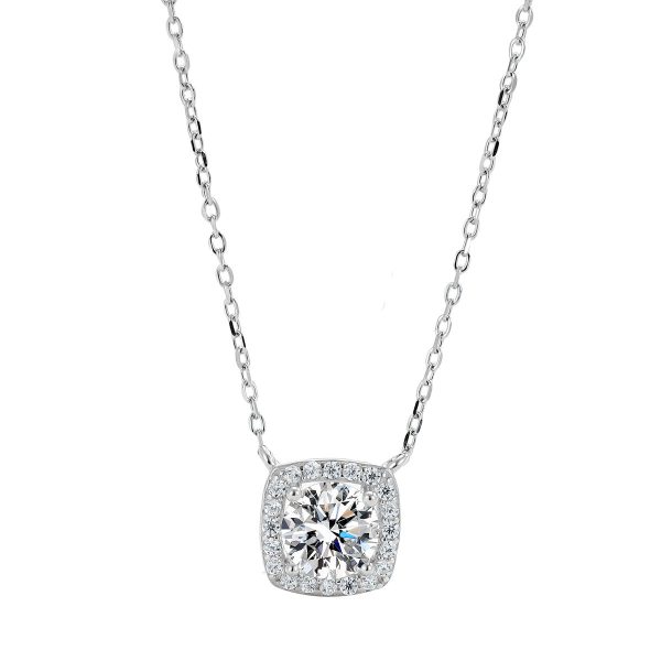 Wholesale Diamond Inlaid Square Sterling Silver Necklaces Hot on Sale