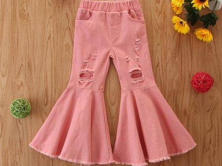 Wholesale Polyester Ripped Bell Bottoms for Kids Online now