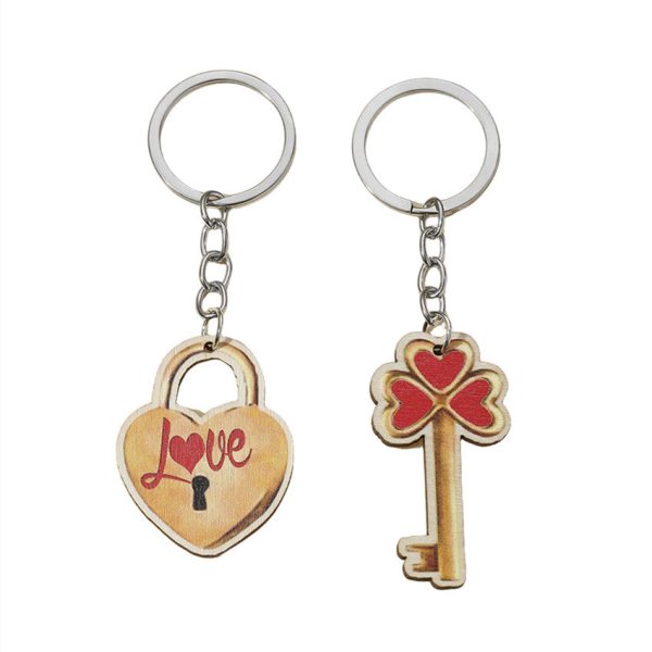 Wholesale Valentine s Day Wooden LOVE Couple Keychain Discount