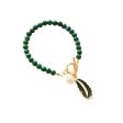 Wholesale Malachite Leaf Pearl Oil Drop Vintage Necklace Online