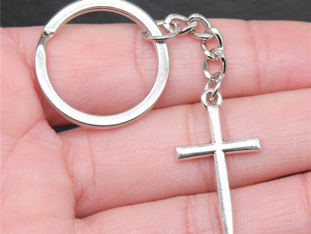 Wholesale 10PCS Cross Pendant Metal Keychain Hot on Sale