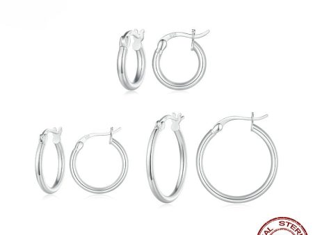 Wholesale 925 Sterling Silver Platinum Plated Simple Plain Hoop Earrings Online