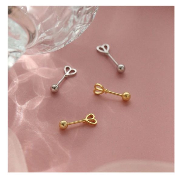 Wholesale 925 Silver Heart-shaped Screws Earrings Online Hot Sale