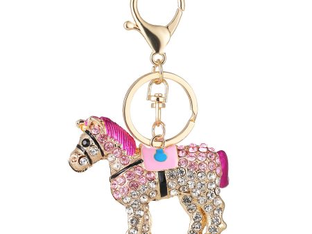 Wholesale Colorful Horse Diamond Metal Keychain on Sale