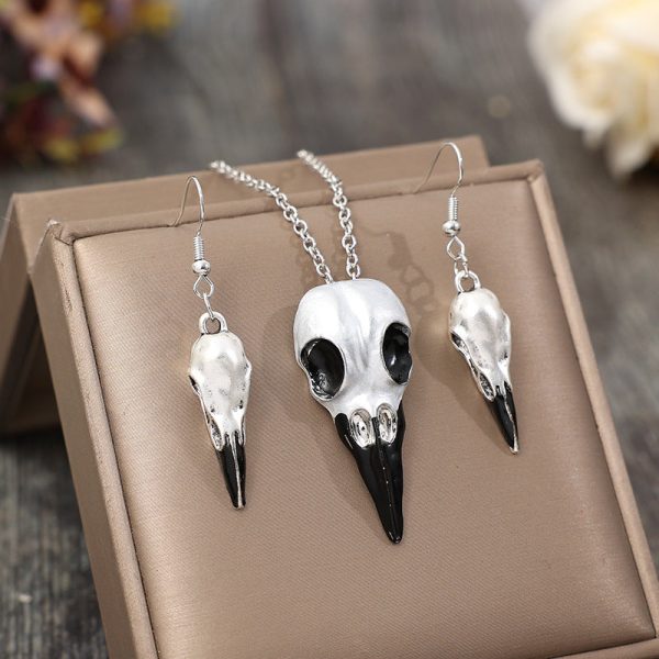 Wholesale Vintage Skull Crow Head Alloy Clavicle Chain  Mardi Gras Earrings Set Online Sale