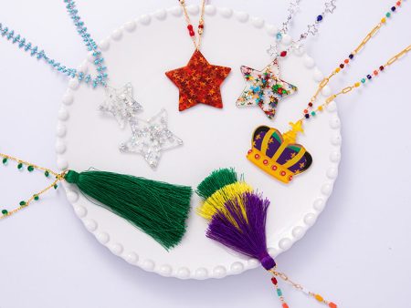 Wholesale Carnival Vintage Crown Pentagram Colorful Beaded Necklace Hot on Sale