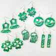 Wholesale 2 Pairs pack St. Patrick s Day Hollow Wooden Earrings Supply