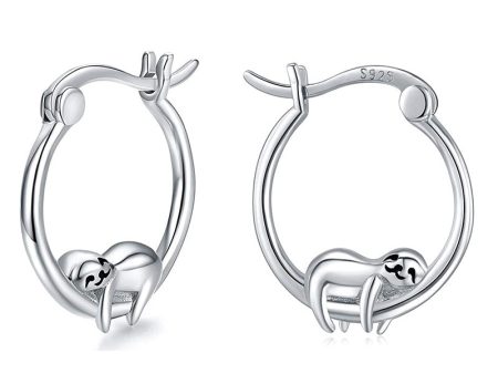 Wholesale 925 Silver Sloth Hoop Earrings Fashion