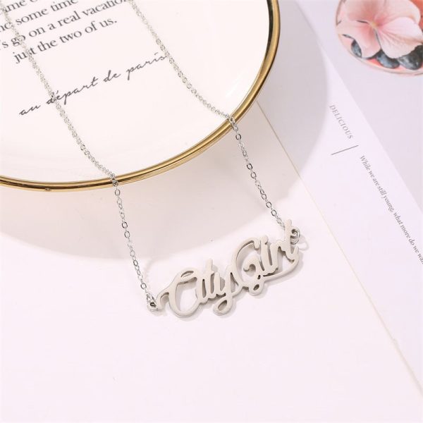 Wholesale Stainless Steel City Girl Letter Necklace DIY Lettering Clavicle Chain Supply