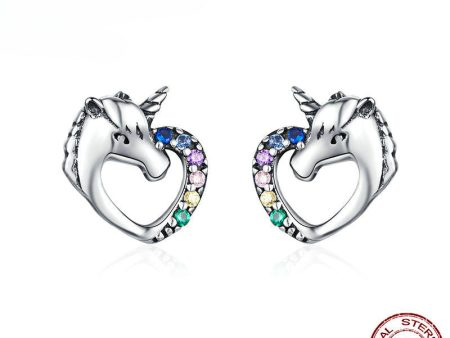 Wholesale 925 Sterling Silver Unicorn Colored Zircon Earrings Online Hot Sale