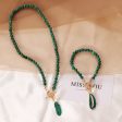 Wholesale Malachite Leaf Pearl Oil Drop Vintage Necklace Online