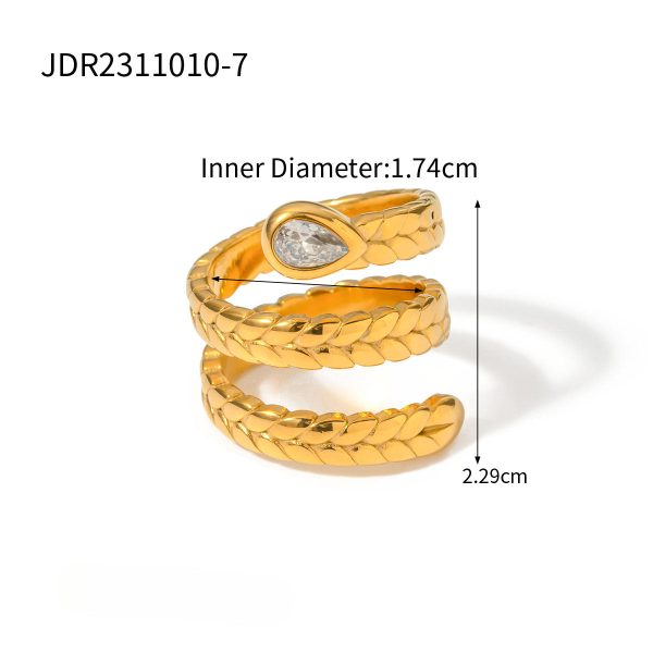 Wholesale 18k Gold Stainless Steel Serpentine Inlaid Zircon Ring Cheap