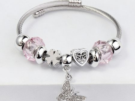 Wholesale Beaded Stainless Steel Butterfly Bracelet For Discount