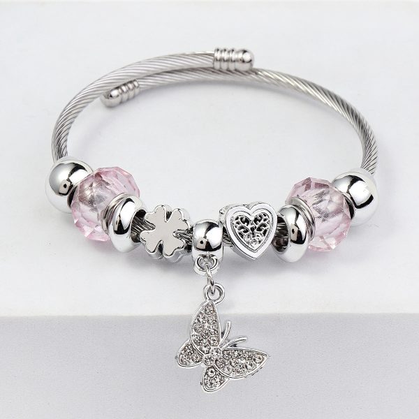 Wholesale Beaded Stainless Steel Butterfly Bracelet For Discount