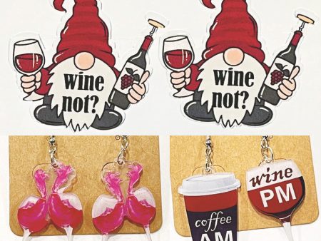 Wholesale 2 Pairs pack Red Wine Celebration Wine Acrylic Earrings Online now